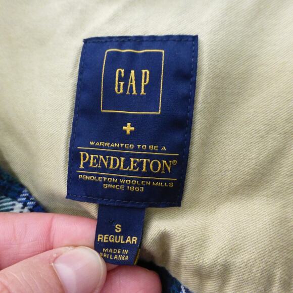 Gap Pendleton Shirt Mens Small Flannel Button Up Plaid Outdoor Blue Long Sleeve - Picture 6 of 10